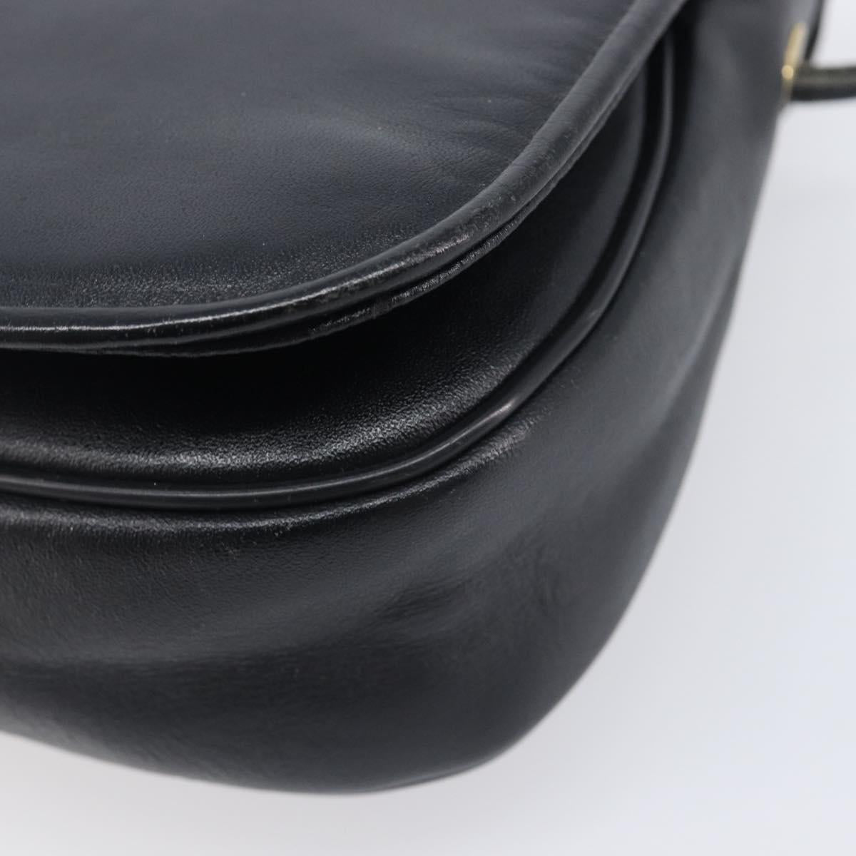 GIVENCHY Shoulder Bag Leather Black Gold Auth 208740