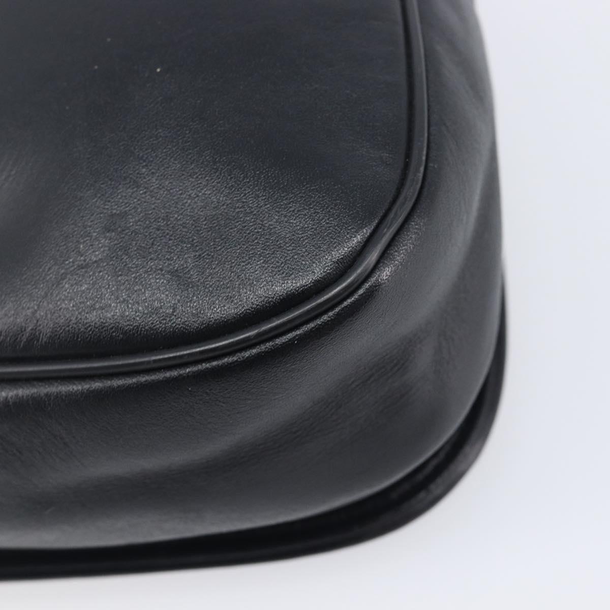 GIVENCHY Shoulder Bag Leather Black Gold Auth 208740