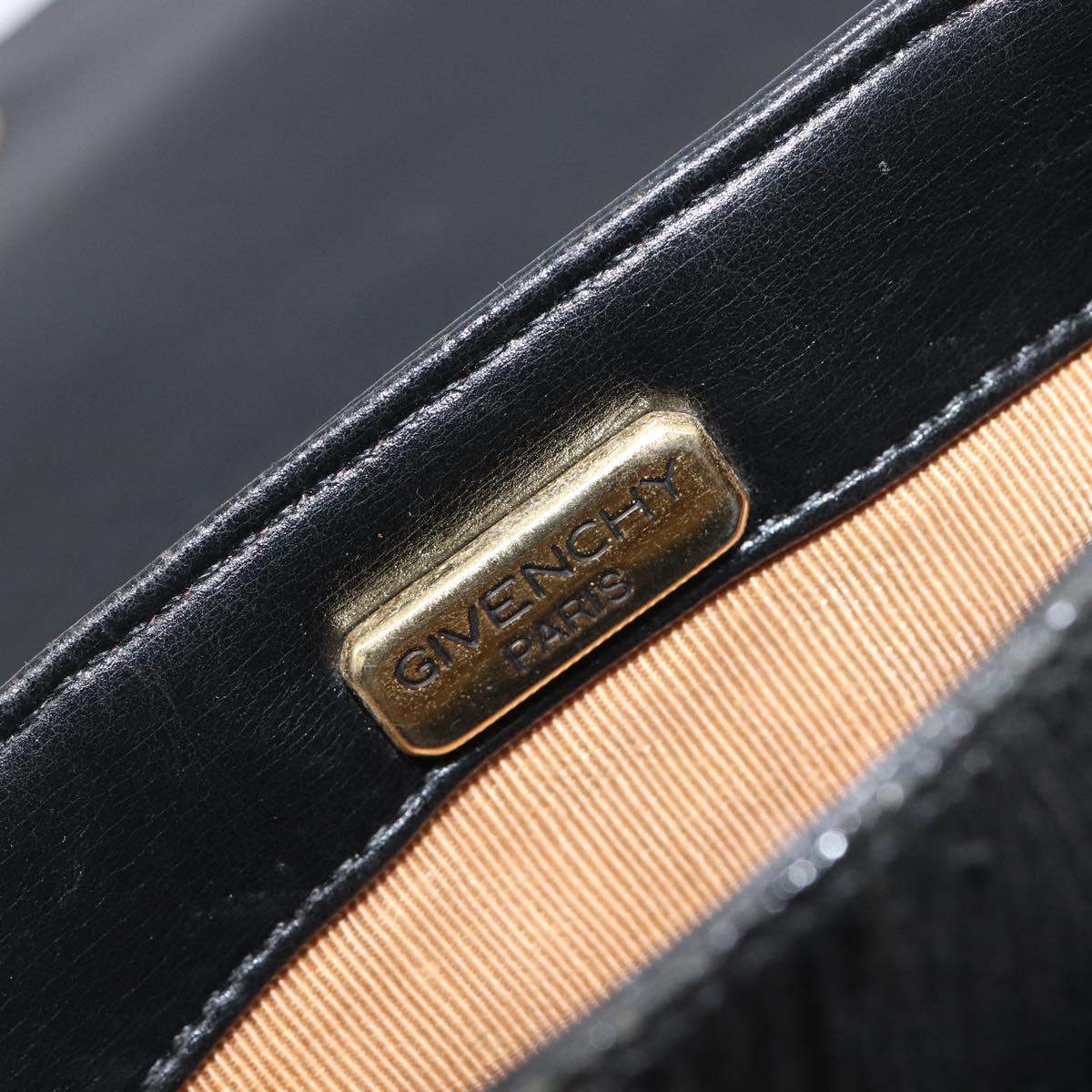 GIVENCHY Shoulder Bag Leather Black Gold Auth 208740
