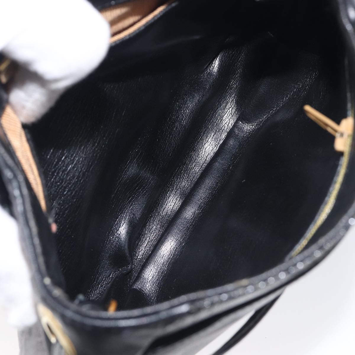 GIVENCHY Shoulder Bag Leather Black Gold Auth 208740