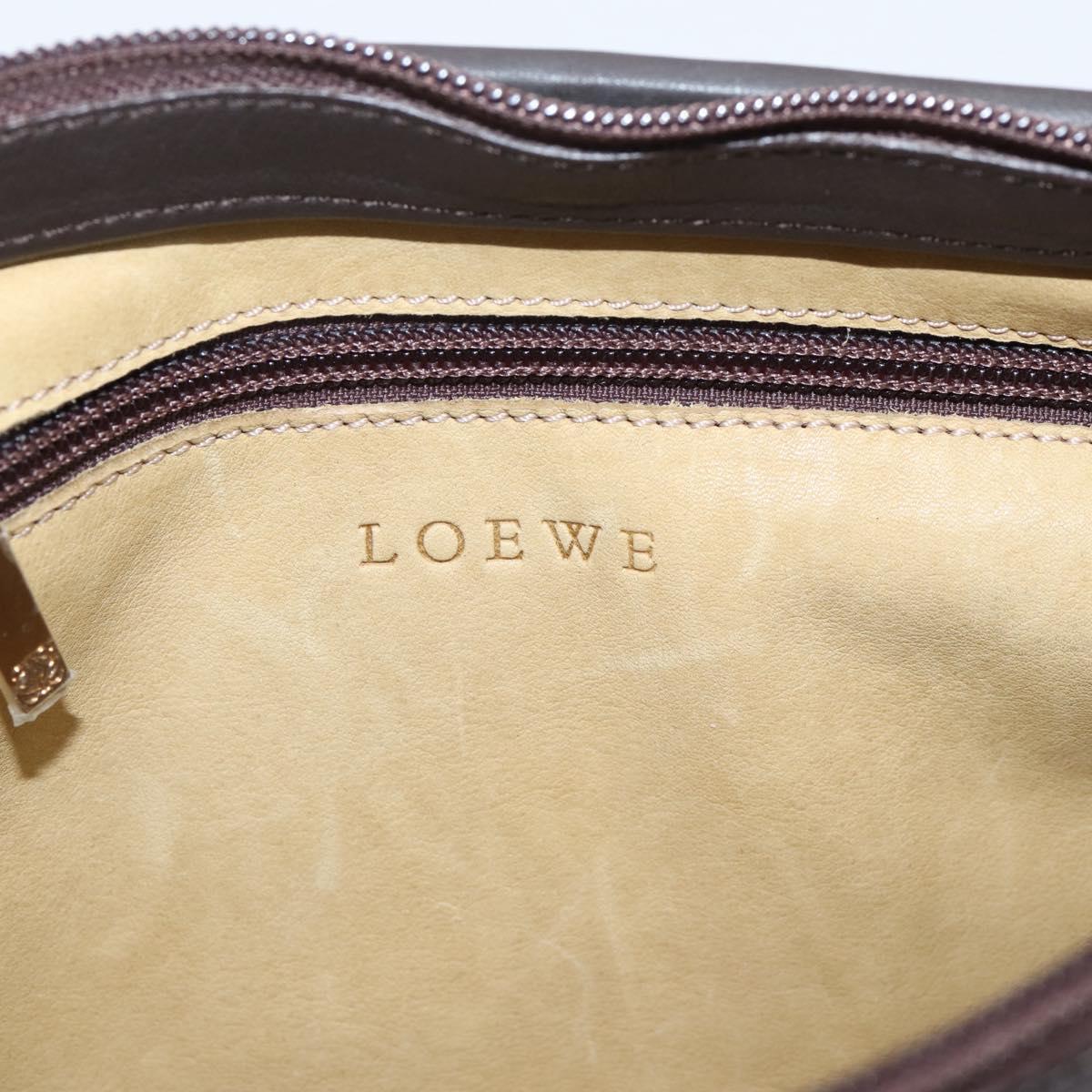 LOEWE Shoulder Bag Suede Beige Gold Tone Auth 208742V