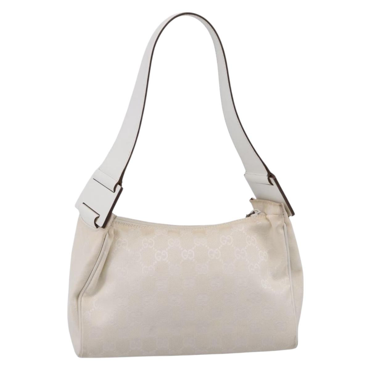 GUCCI Shoulder Bag GG Canvas White Gold 92699 Auth 208744A