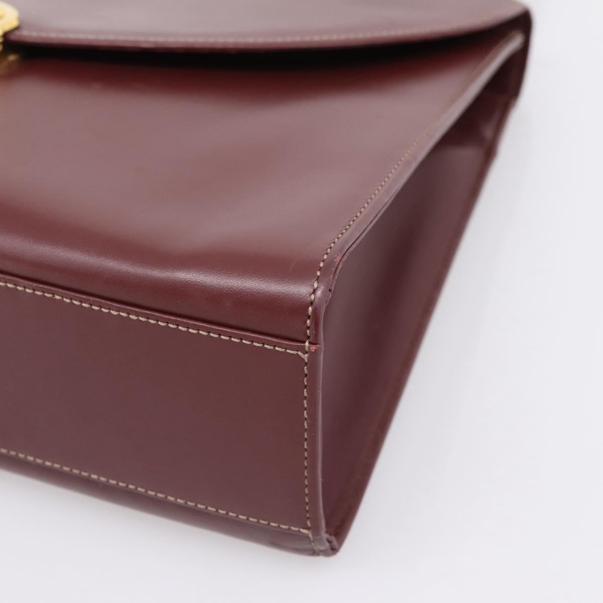 Cartier Must Line Hand Bag Leather Bordeaux Gold Auth 208747