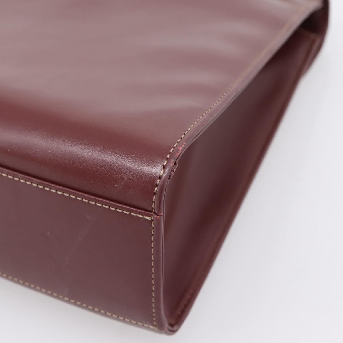 Cartier Must Line Hand Bag Leather Bordeaux Gold Auth 208747