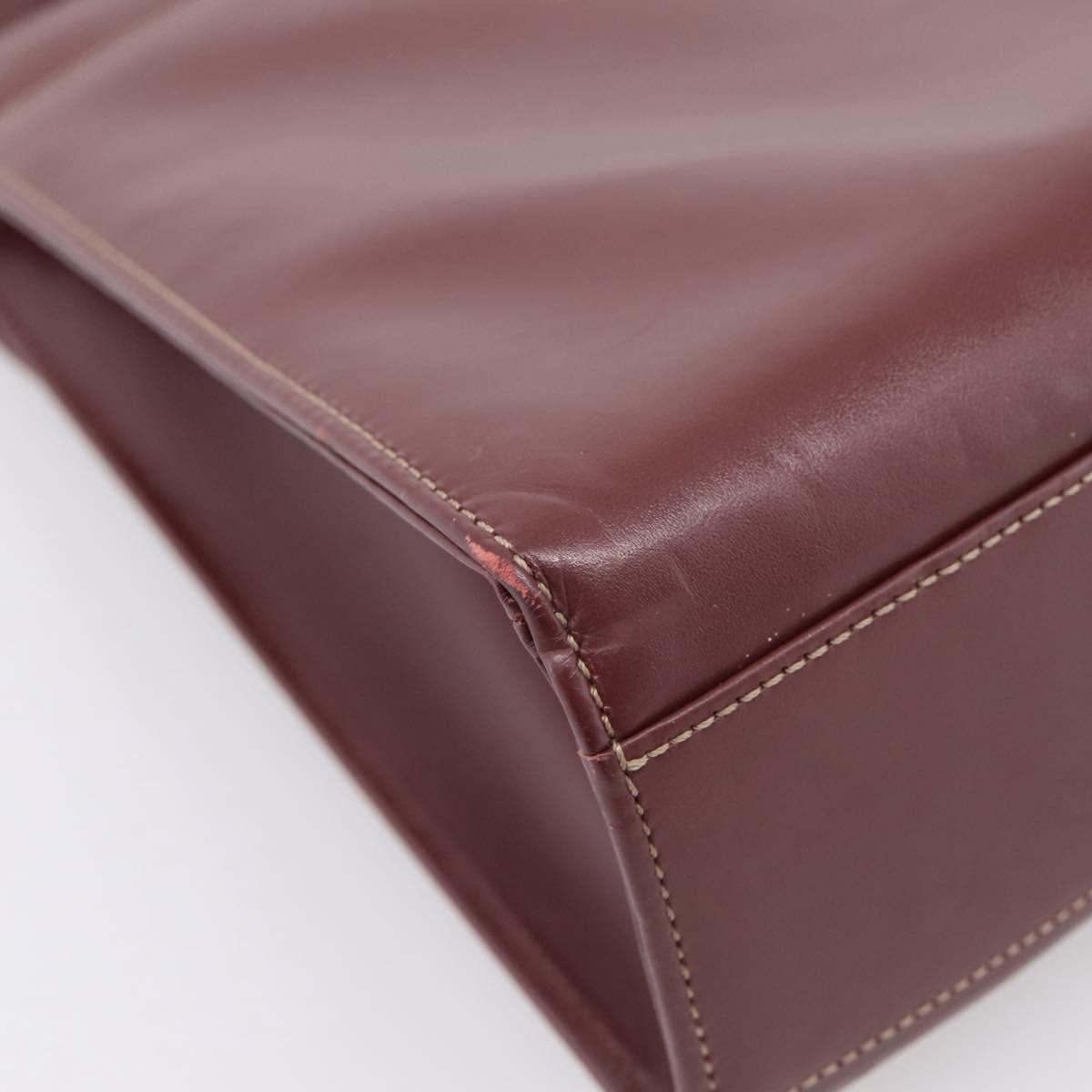 Cartier Must Line Hand Bag Leather Bordeaux Gold Auth 208747