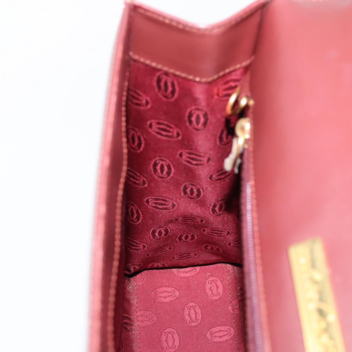 Cartier Must Line Hand Bag Leather Bordeaux Gold Auth 208747