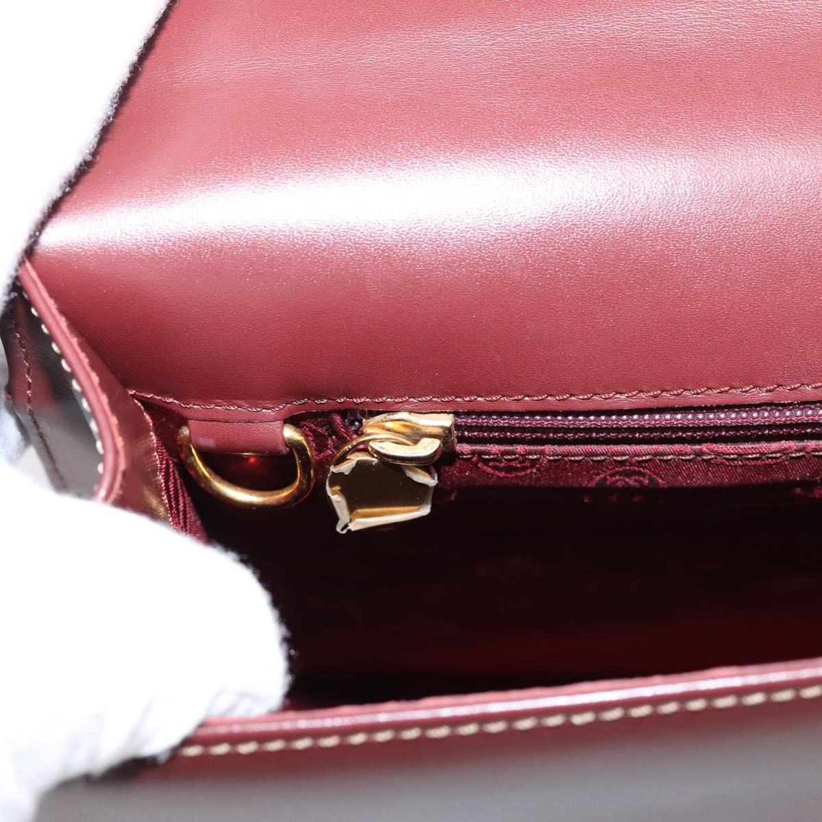 Cartier Must Line Hand Bag Leather Bordeaux Gold Auth 208747