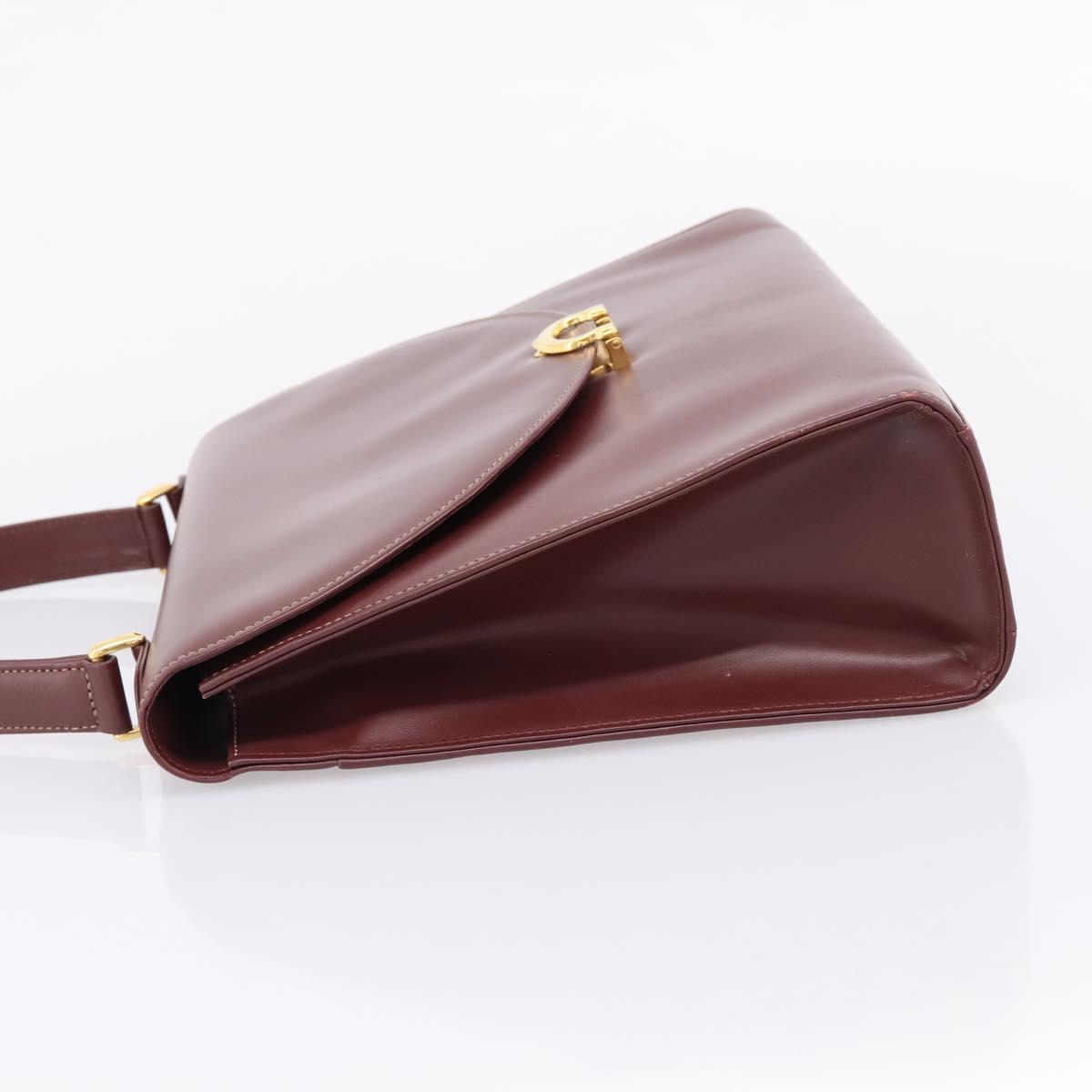 Cartier Must Line Hand Bag Leather Bordeaux Gold Auth 208747