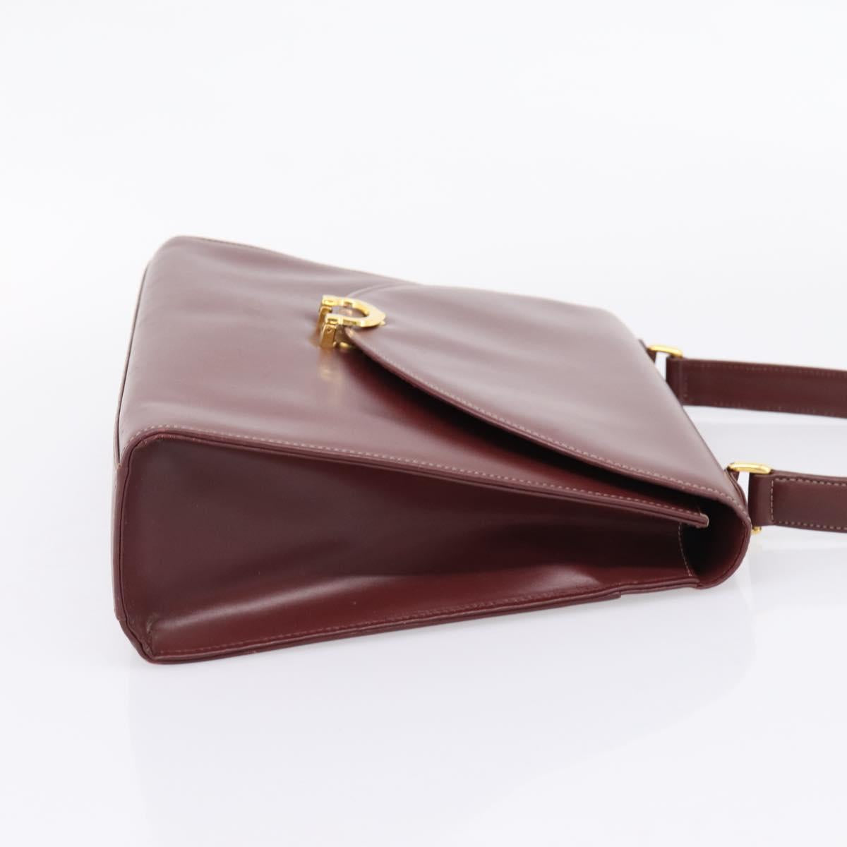 Cartier Must Line Hand Bag Leather Bordeaux Gold Auth 208747