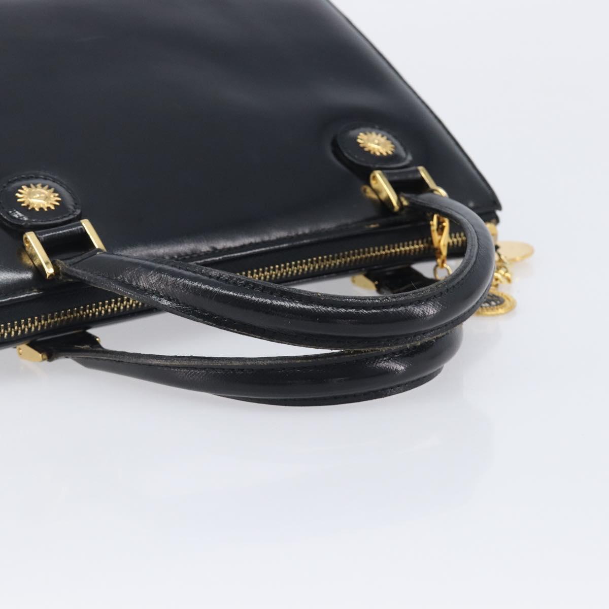 Gianni Versace Hand Bag Leather Black Gold Auth 208748