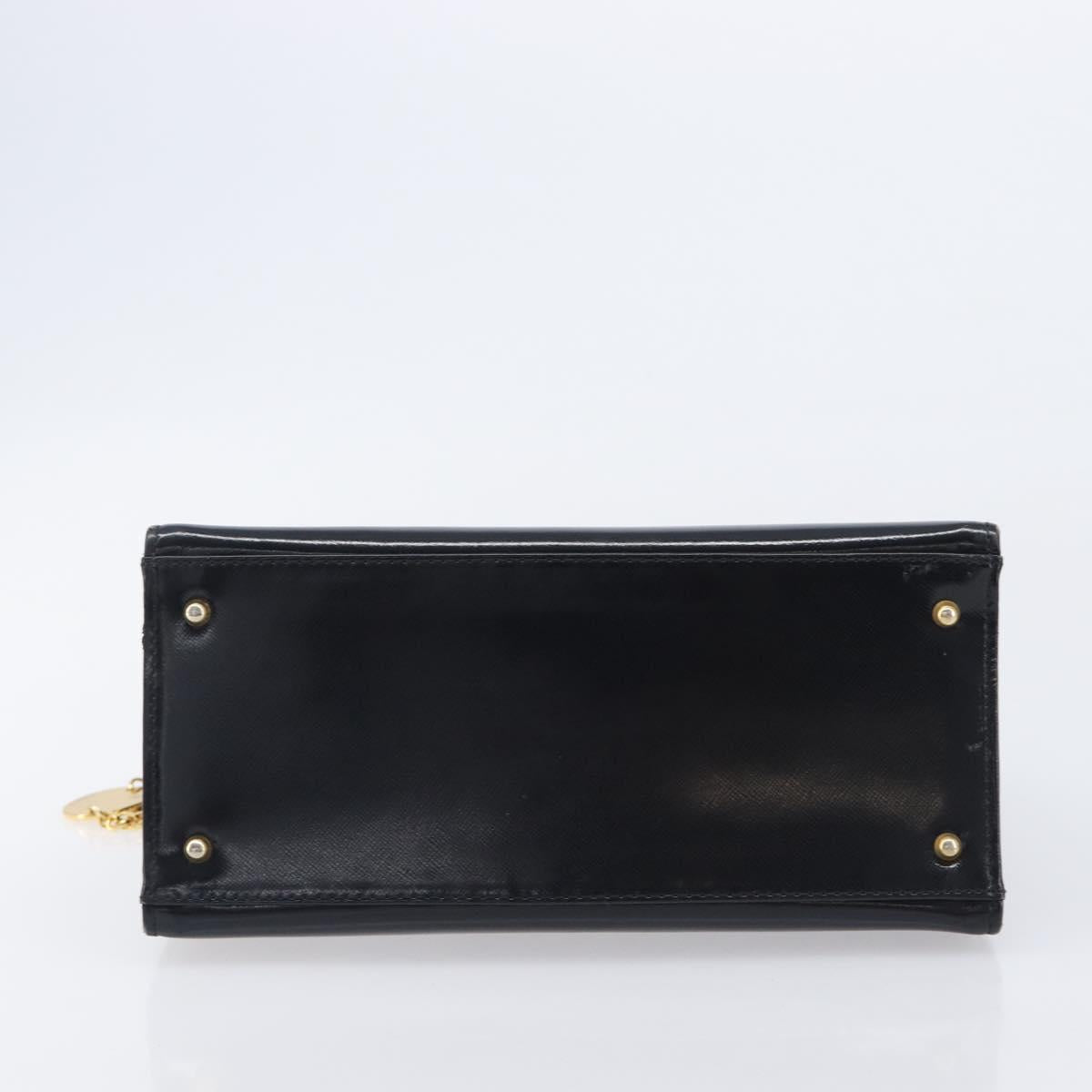 Gianni Versace Hand Bag Leather Black Gold Auth 208748