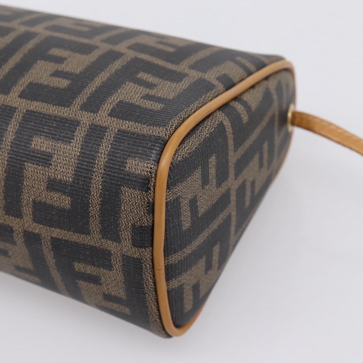 FENDI Zucca Canvas Mamma Baguette Shoulder Bag PVC Brown Black Auth 208749