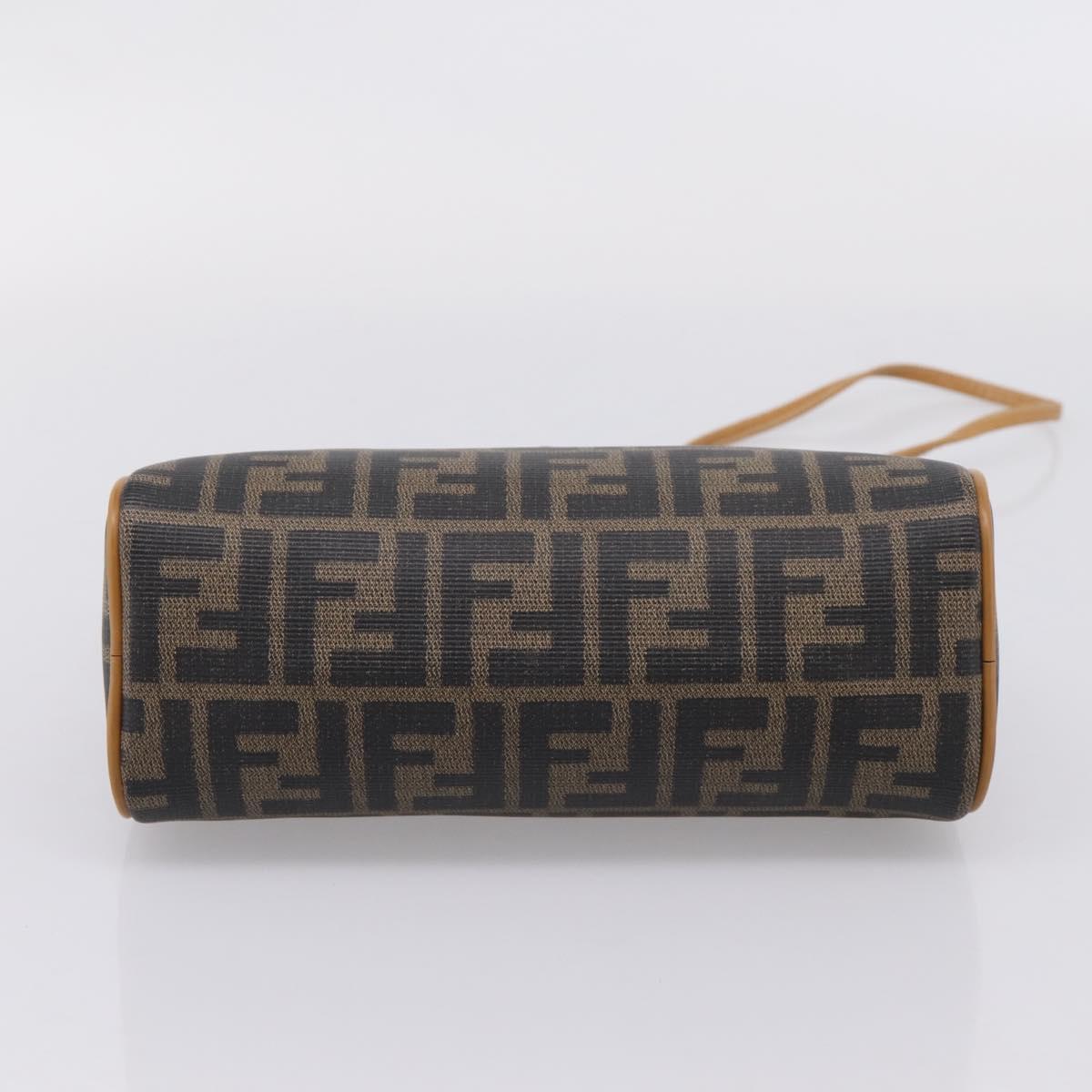 FENDI Zucca Canvas Mamma Baguette Shoulder Bag PVC Brown Black Auth 208749