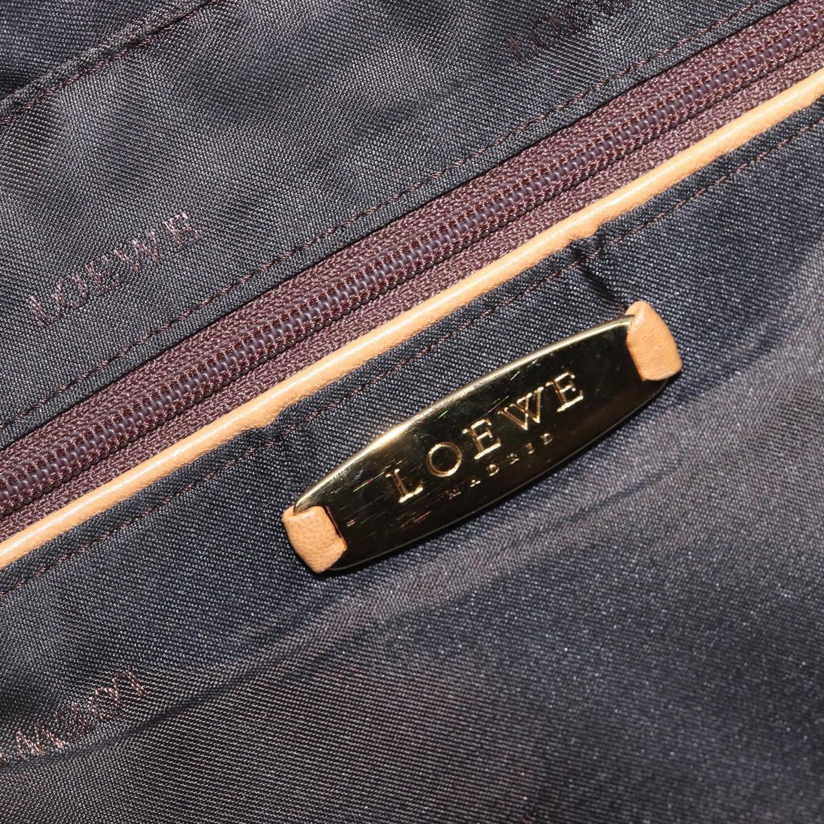 LOEWE Hand Bag Leather Beige Gold Auth 208757