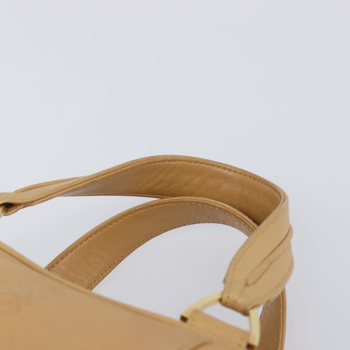 LOEWE Hand Bag Leather Beige Gold Auth 208757