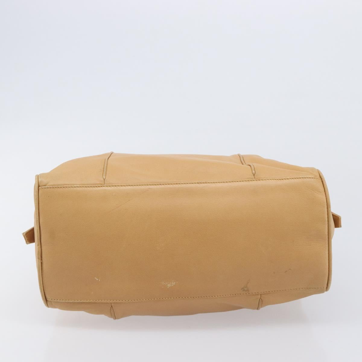 LOEWE Hand Bag Leather Beige Gold Auth 208757