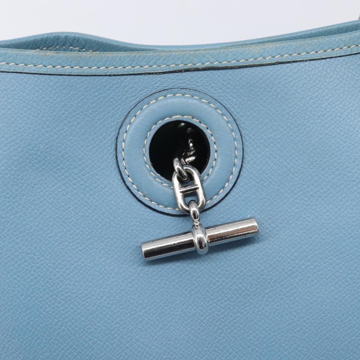HERMES Vespa PM Shoulder Bag Courchevel Leather Light Blue Silver Auth 208764A