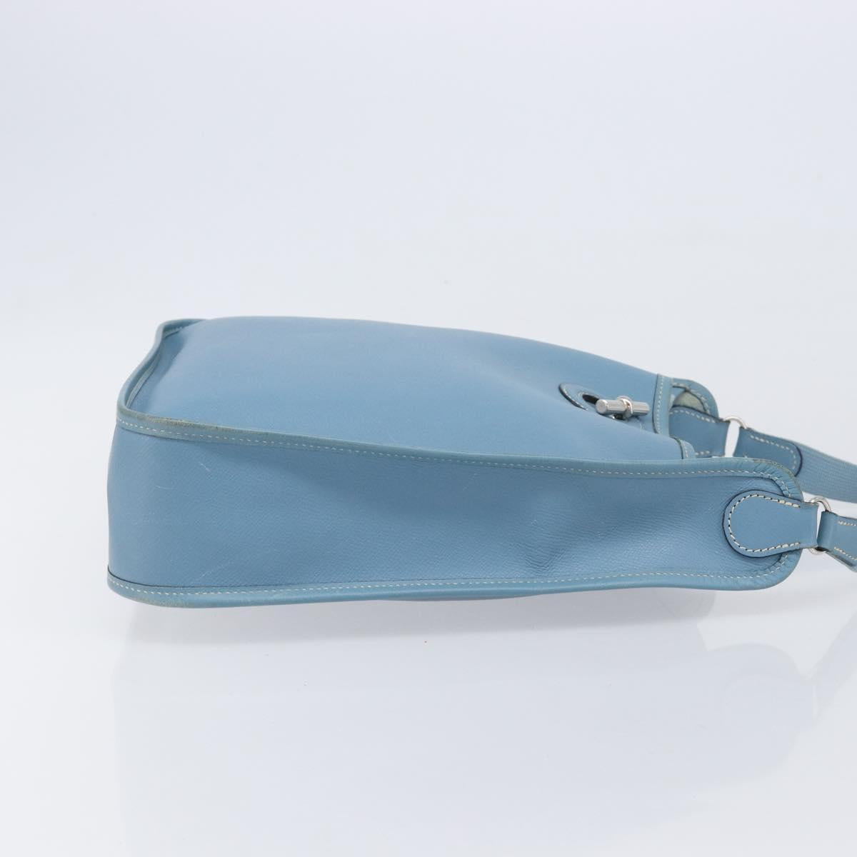 HERMES Vespa PM Shoulder Bag Courchevel Leather Light Blue Silver Auth 208764A