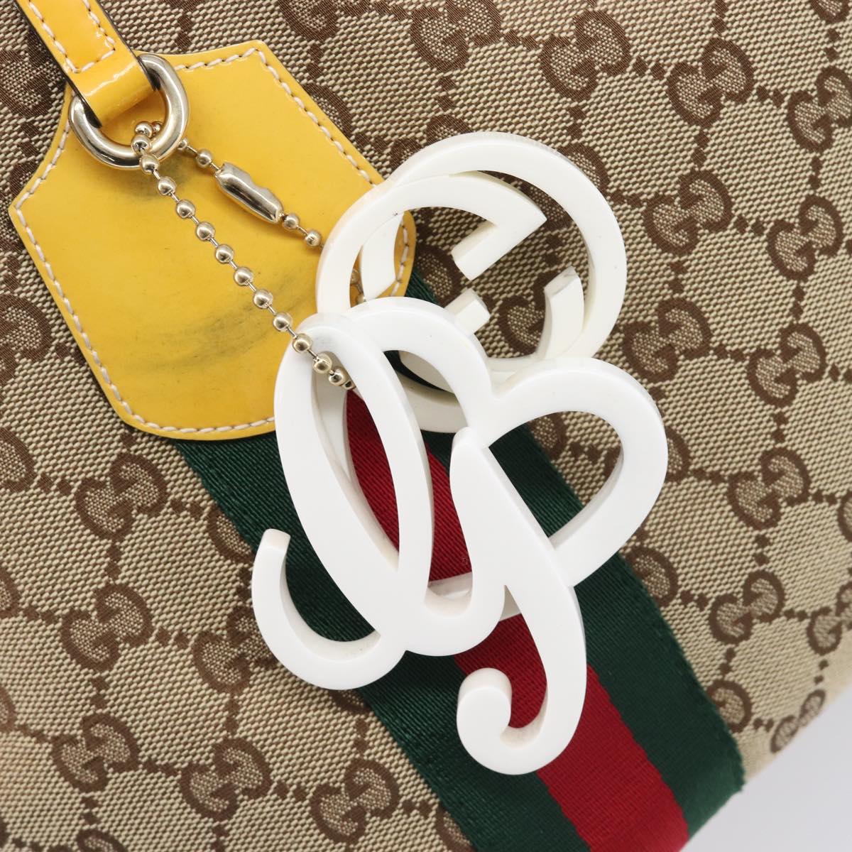 GUCCI GG Canvas Web Sherry Line Tote Bag Beige Gold 211971 Auth 208769V