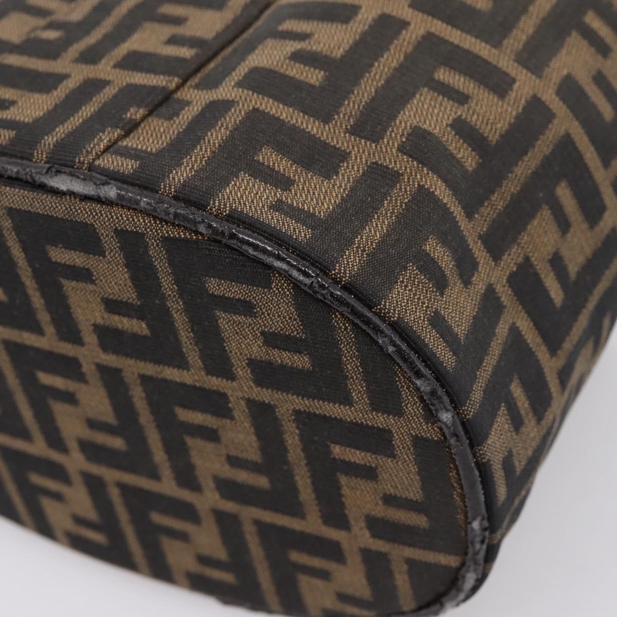 FENDI Zucca Canvas Vanity Hand Bag Black Brown Auth 208771
