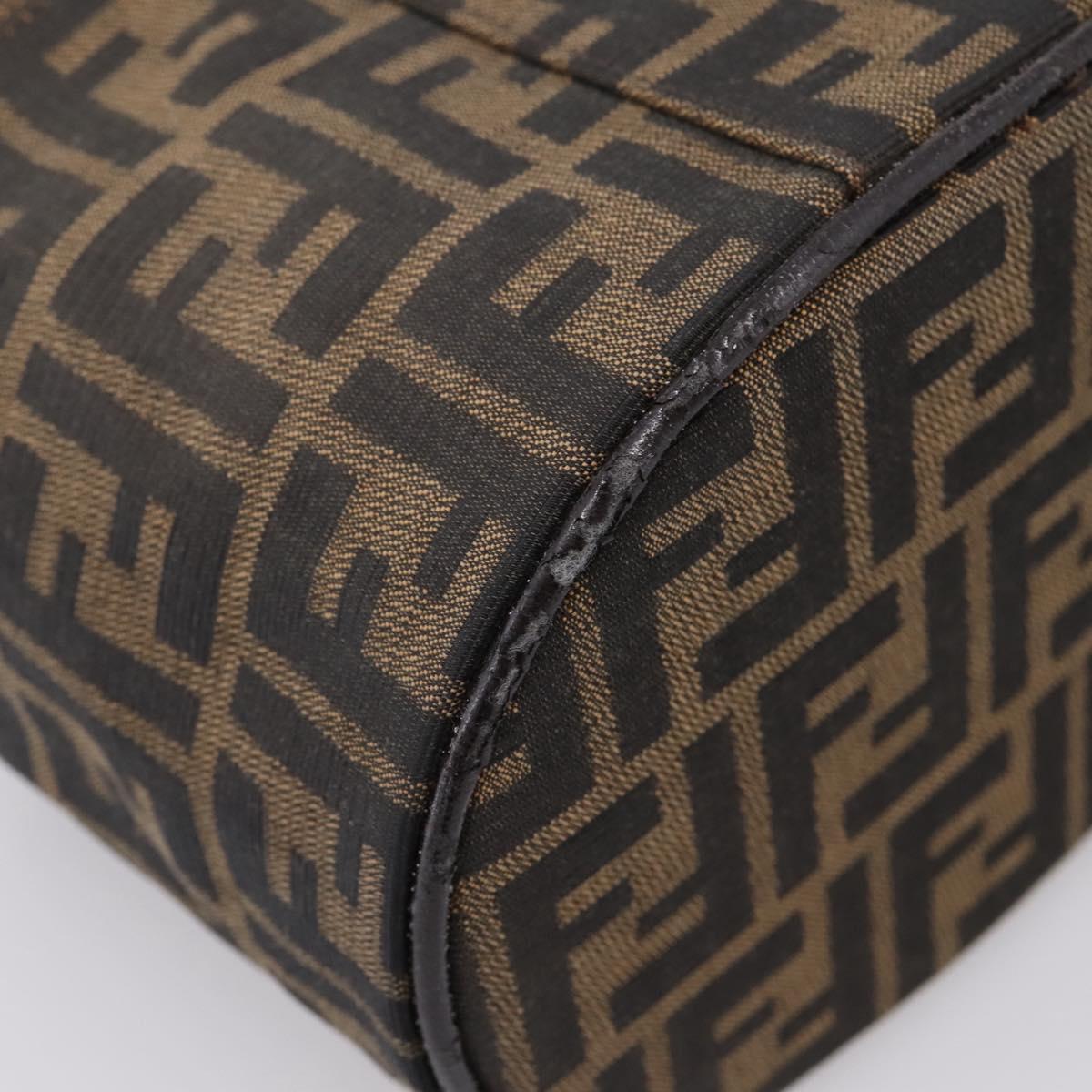 FENDI Zucca Canvas Vanity Hand Bag Black Brown Auth 208771