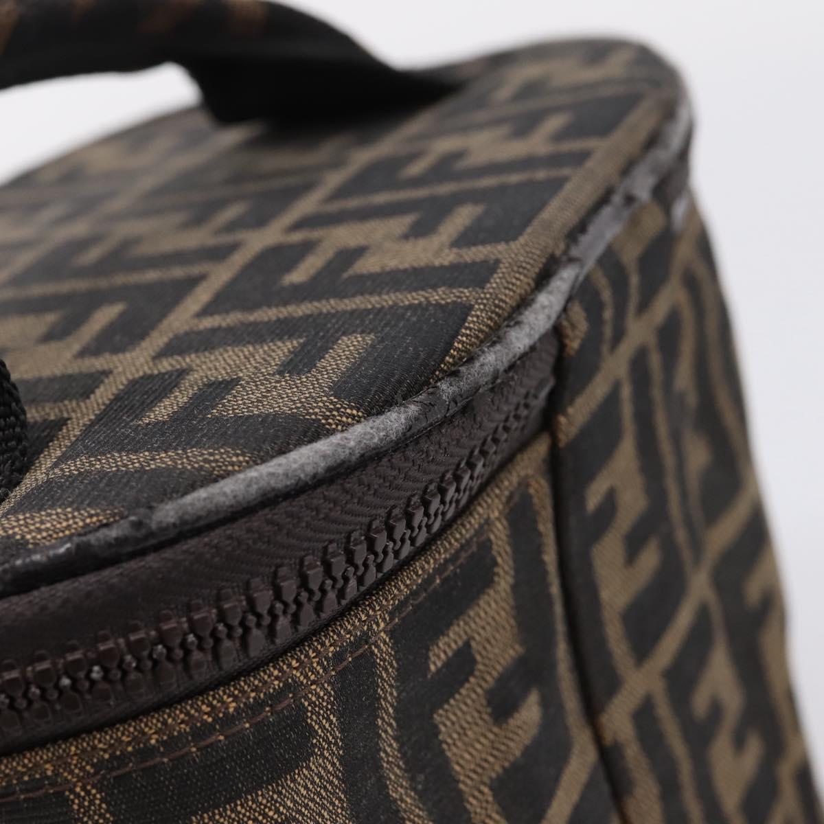 FENDI Zucca Canvas Vanity Hand Bag Black Brown Auth 208771