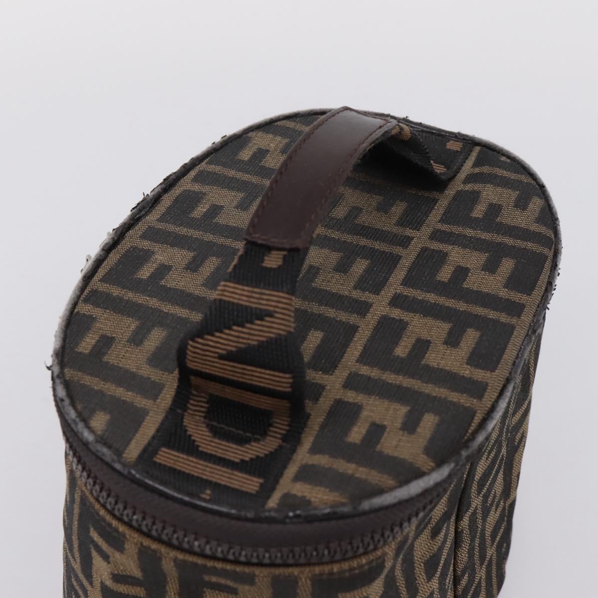 FENDI Zucca Canvas Vanity Hand Bag Black Brown Auth 208771