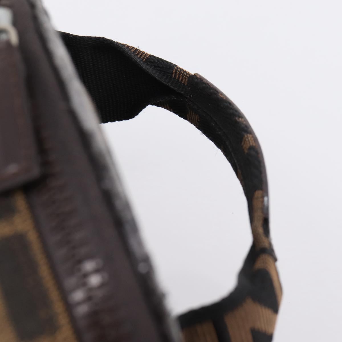 FENDI Zucca Canvas Vanity Hand Bag Black Brown Auth 208771