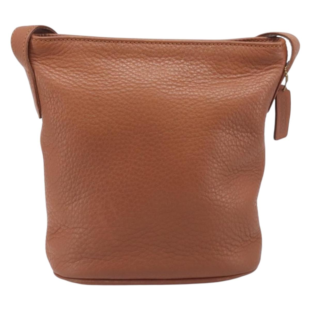 Coach Shoulder Bag Leather Brown Gold Tone Auth 208772A