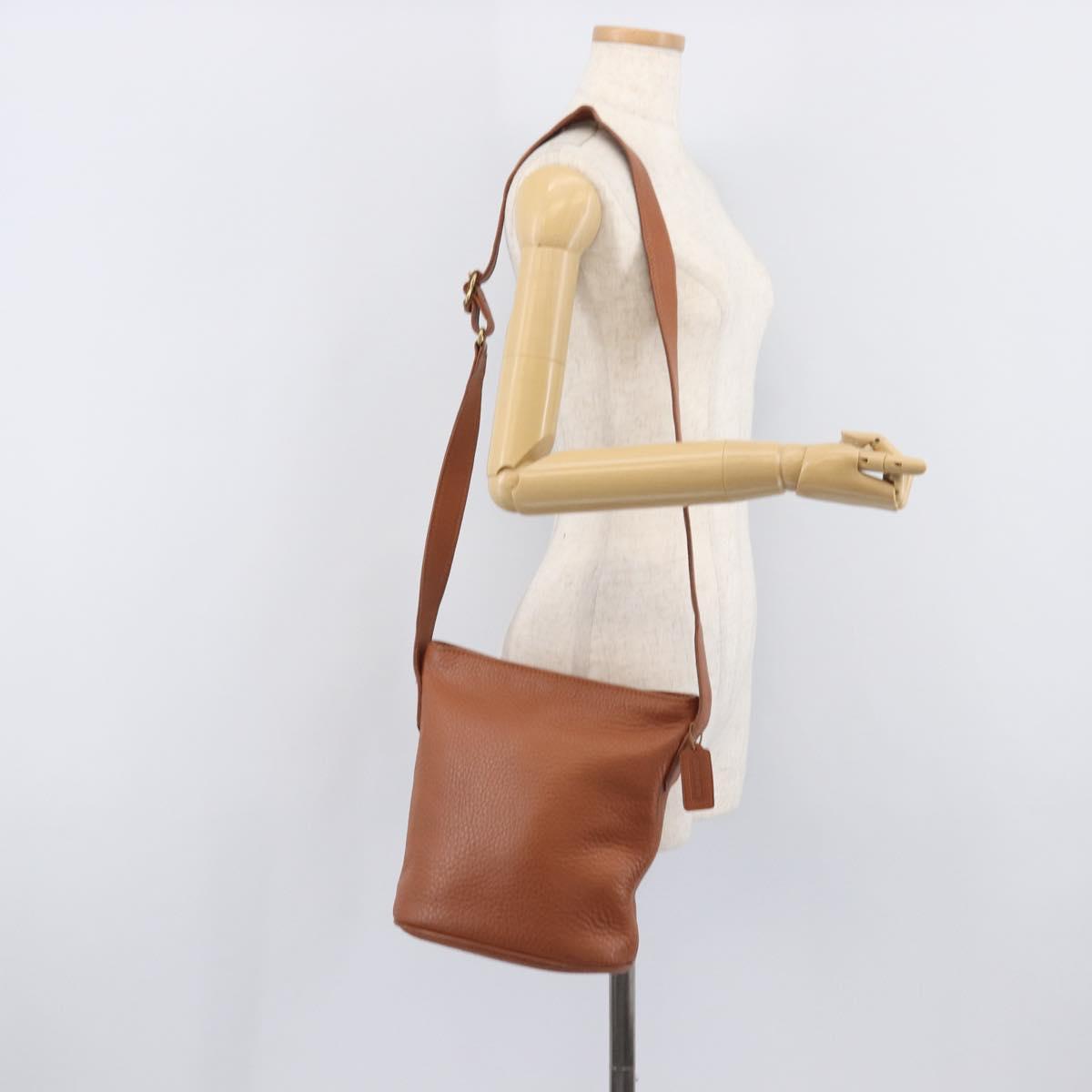 Coach Shoulder Bag Leather Brown Gold Tone Auth 208772A