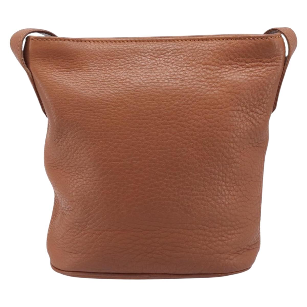 Coach Shoulder Bag Leather Brown Gold Tone Auth 208772A