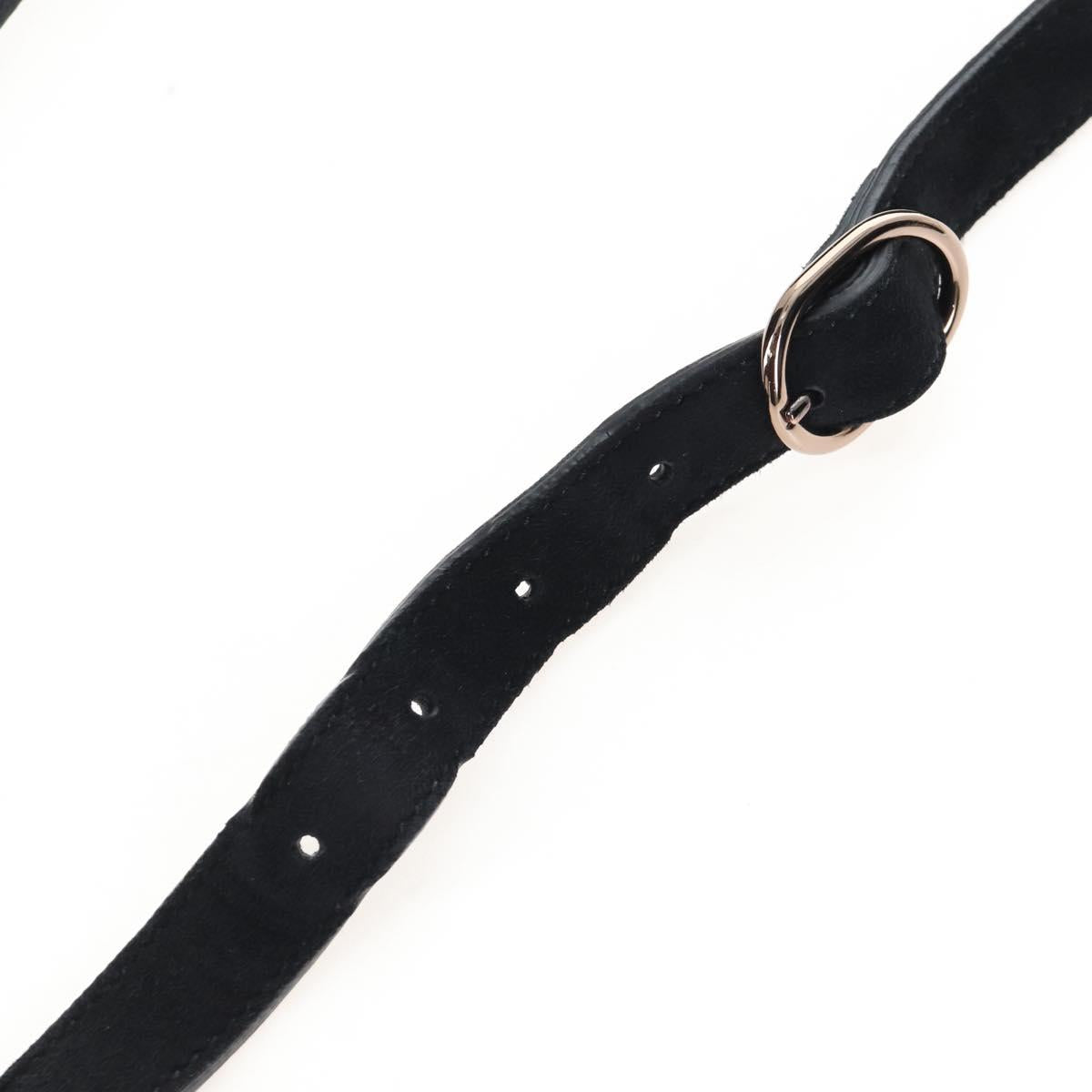 GUCCI Bamboo Shoulder Bag Suede Black Gold Auth 208774V