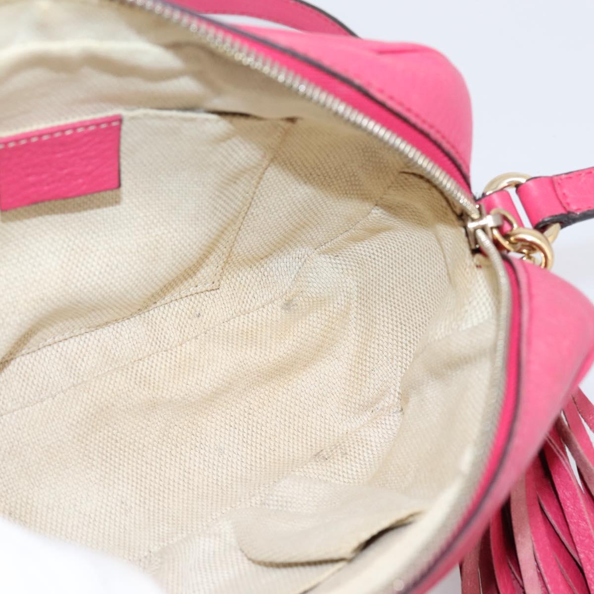 GUCCI Shoulder Bag Leather Pink Gold 308364 Auth 208778
