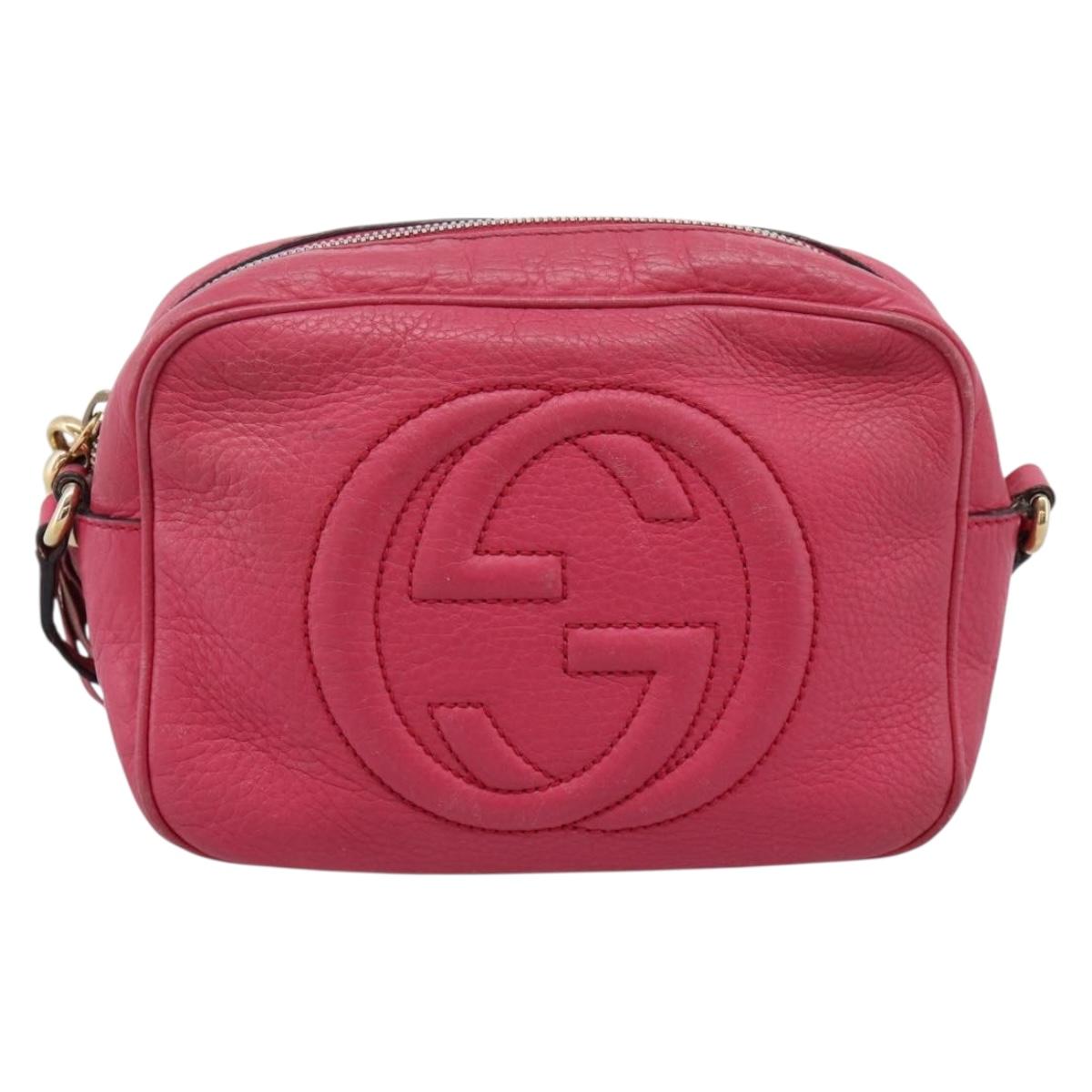 GUCCI Shoulder Bag Leather Pink Gold 308364 Auth 208778