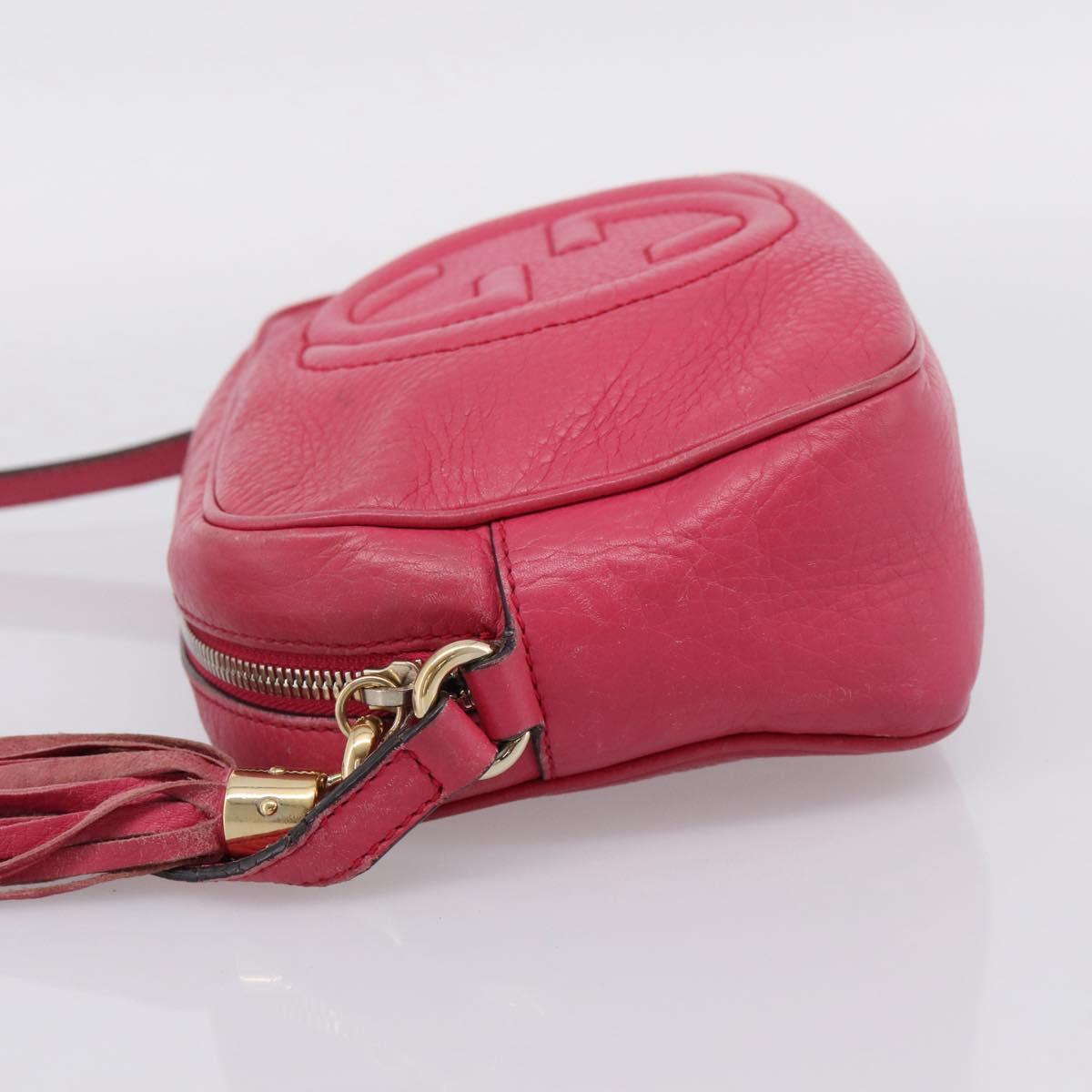 GUCCI Shoulder Bag Leather Pink Gold 308364 Auth 208778