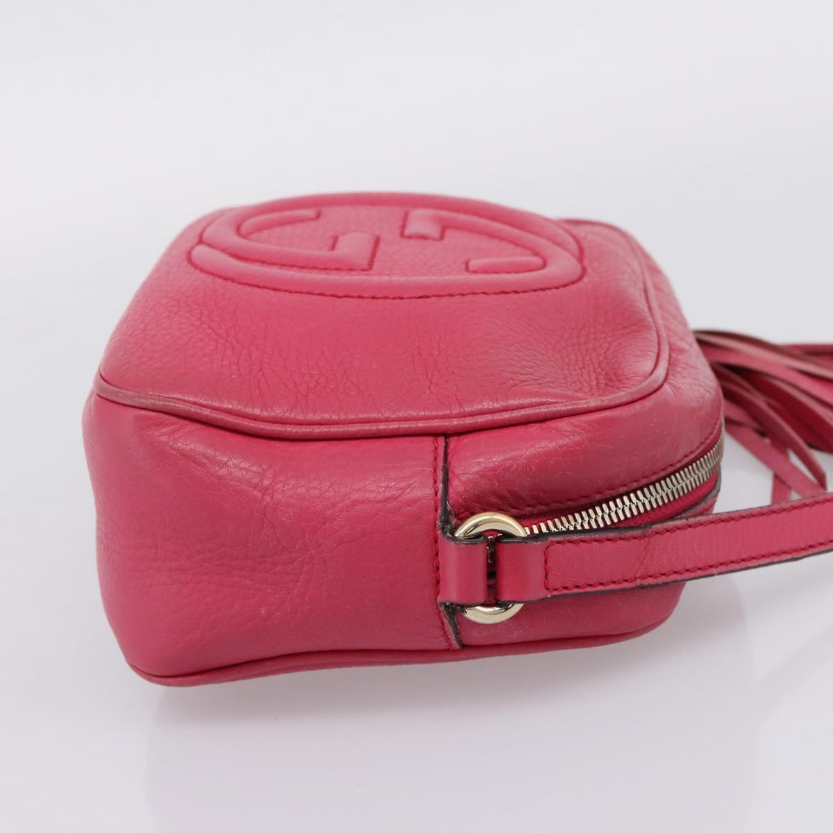 GUCCI Shoulder Bag Leather Pink Gold 308364 Auth 208778