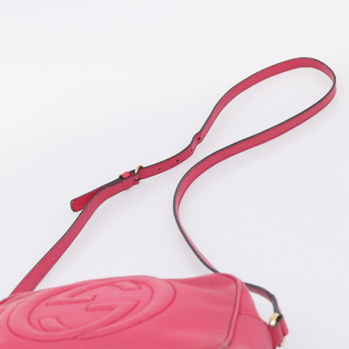 GUCCI Shoulder Bag Leather Pink Gold 308364 Auth 208778