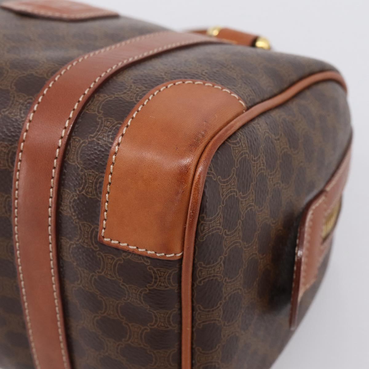 CELINE Macadam Canvas Hand Bag PVC Leather Brown Gold Auth 208782V