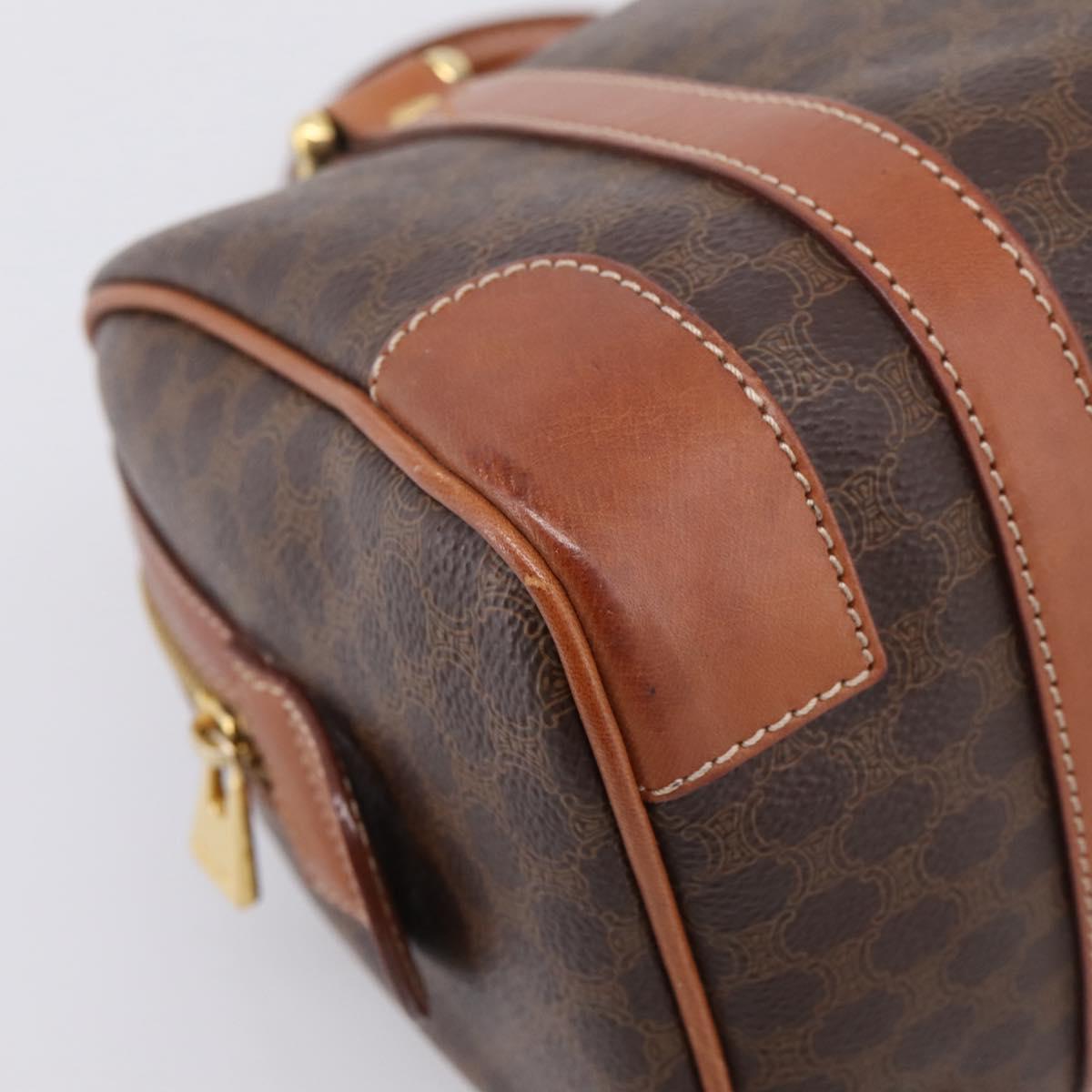 CELINE Macadam Canvas Hand Bag PVC Leather Brown Gold Auth 208782V