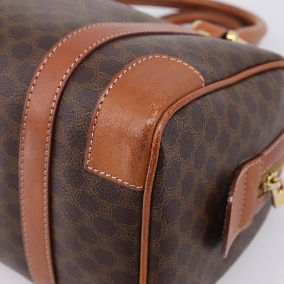 CELINE Macadam Canvas Hand Bag PVC Leather Brown Gold Auth 208782V