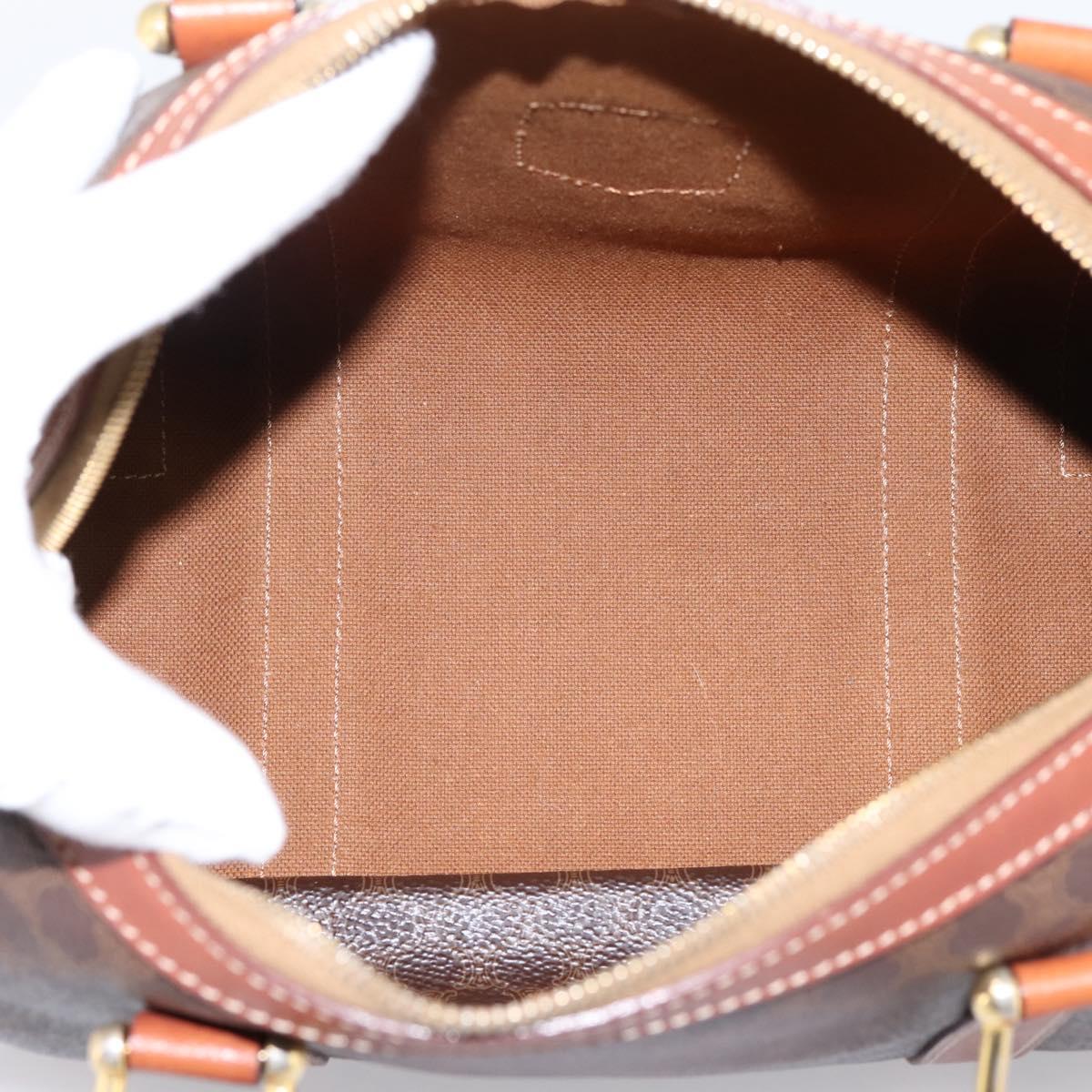 CELINE Macadam Canvas Hand Bag PVC Leather Brown Gold Auth 208782V