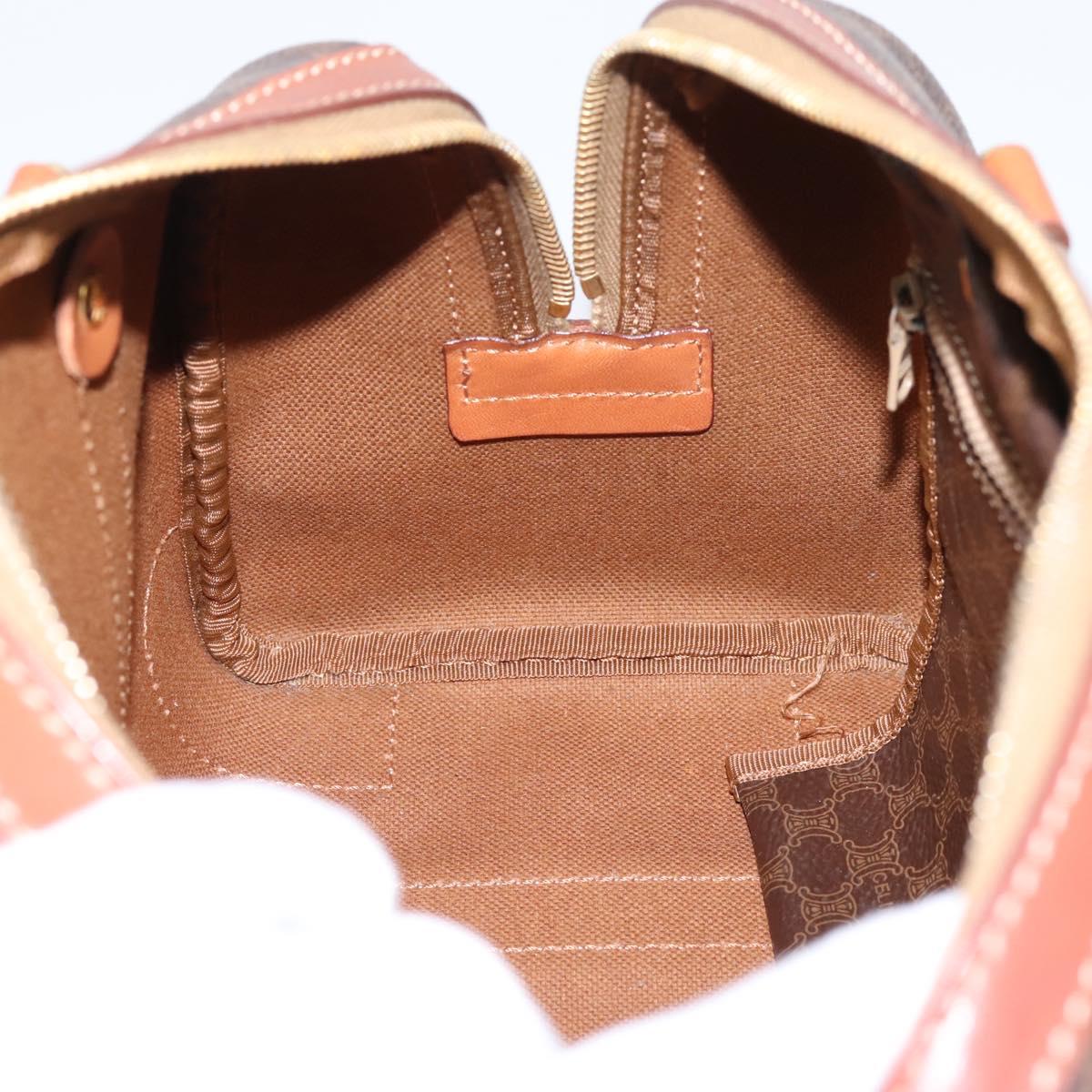 CELINE Macadam Canvas Hand Bag PVC Leather Brown Gold Auth 208782V