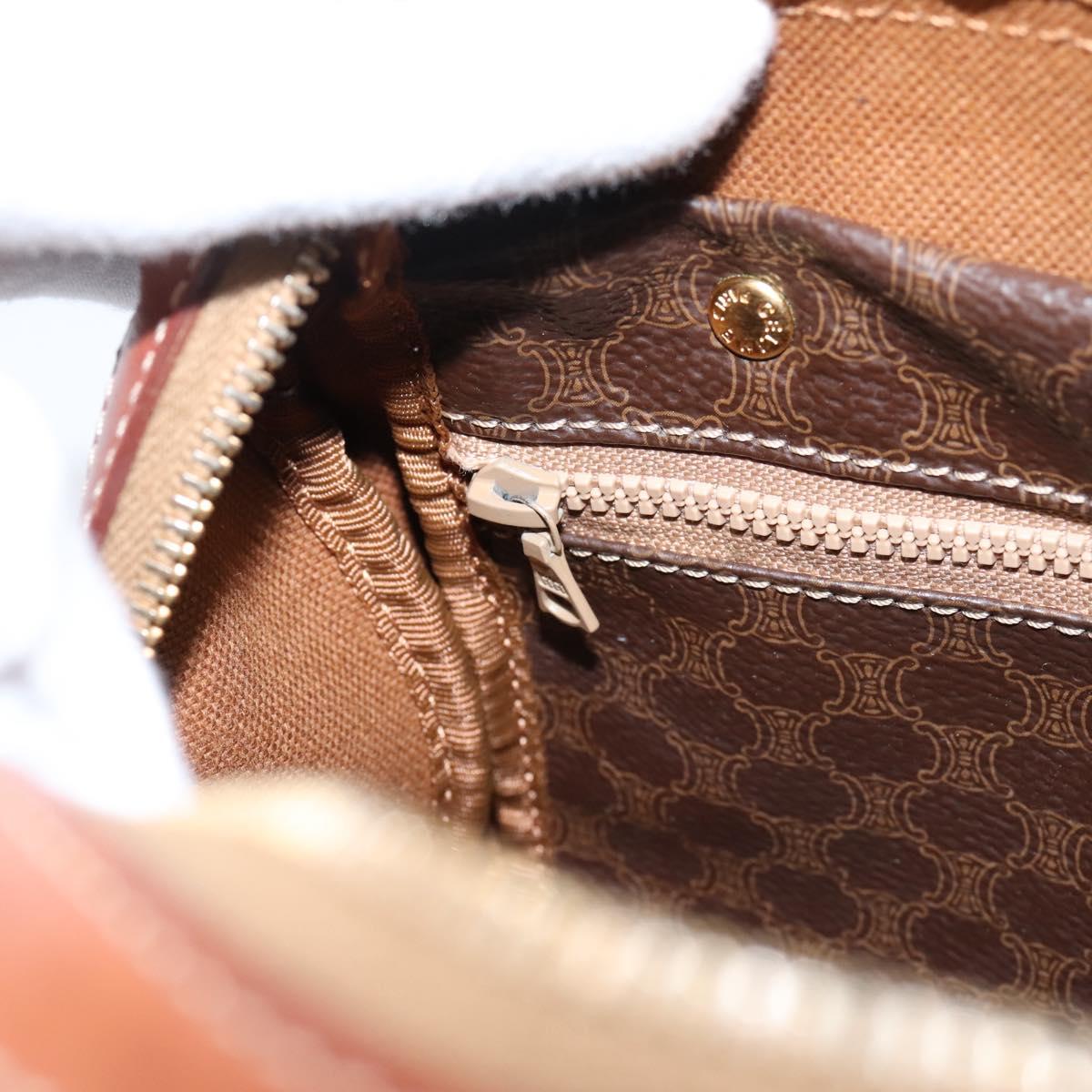 CELINE Macadam Canvas Hand Bag PVC Leather Brown Gold Auth 208782V