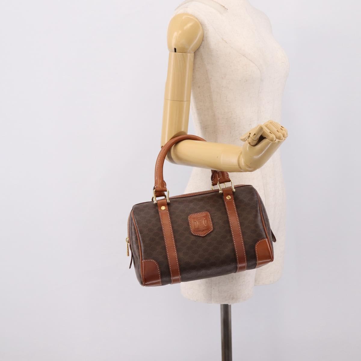 CELINE Macadam Canvas Hand Bag PVC Leather Brown Gold Auth 208782V