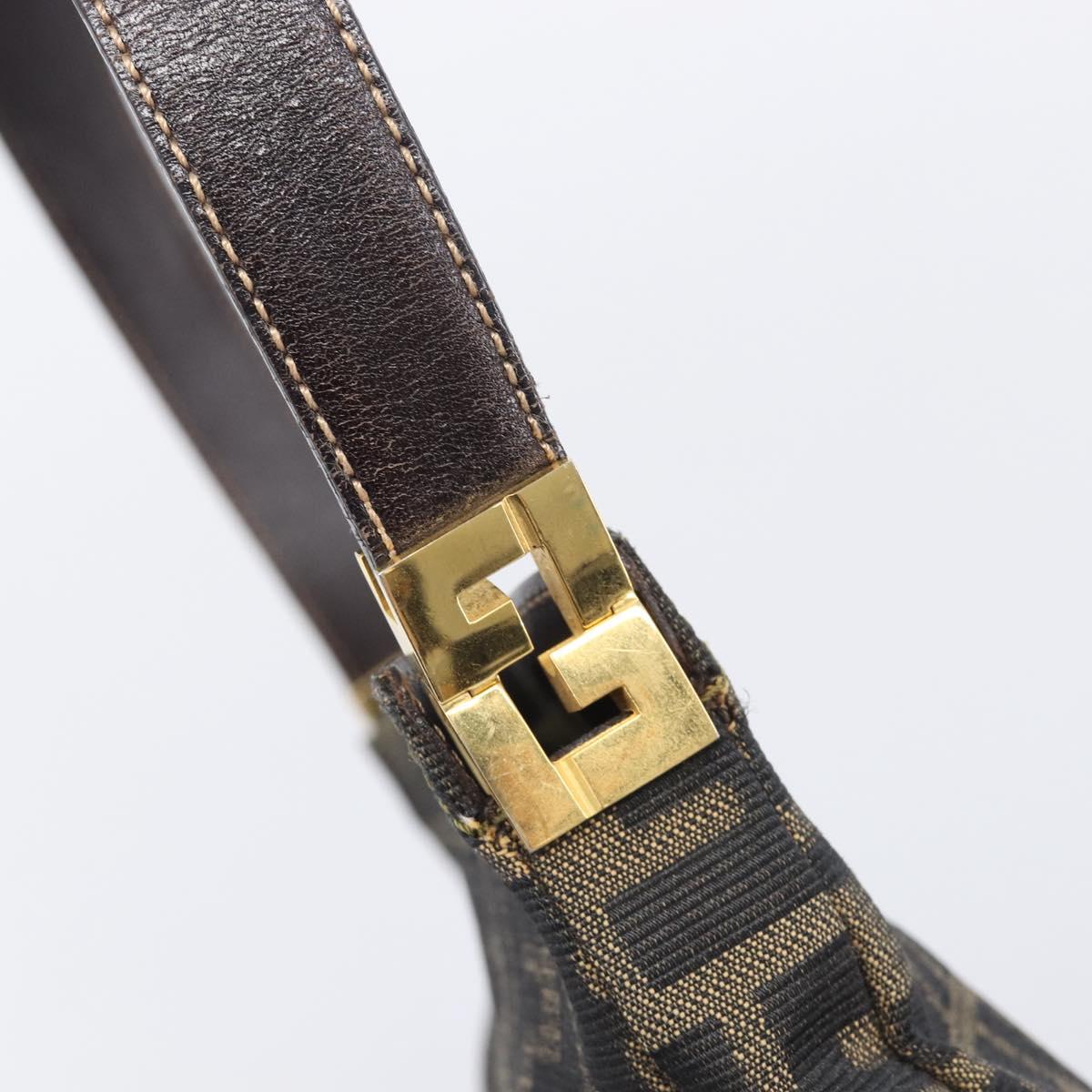 FENDI Zucca Canvas Mamma Baguette Shoulder Bag Brown Black Auth 208788V