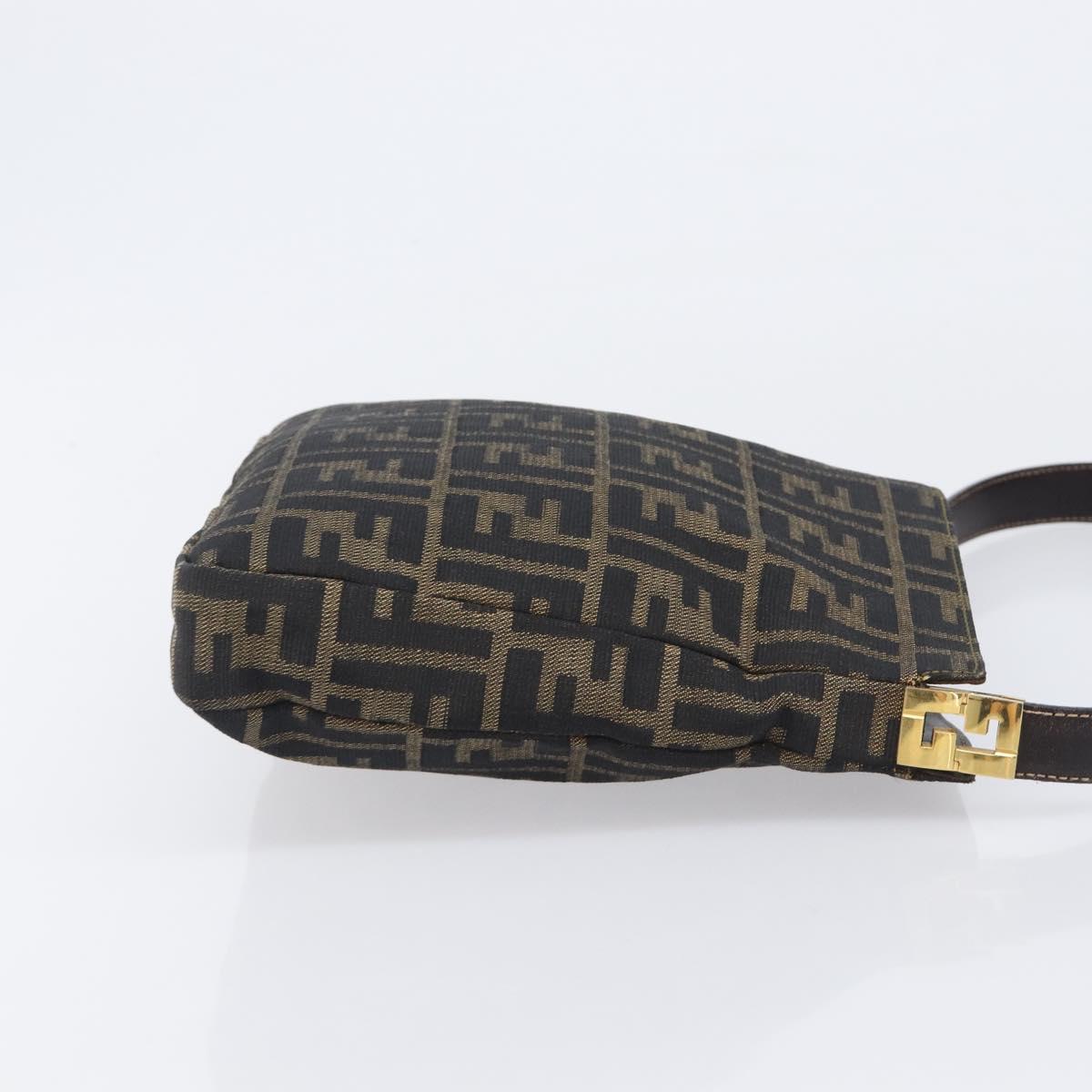 FENDI Zucca Canvas Mamma Baguette Shoulder Bag Brown Black Auth 208788V