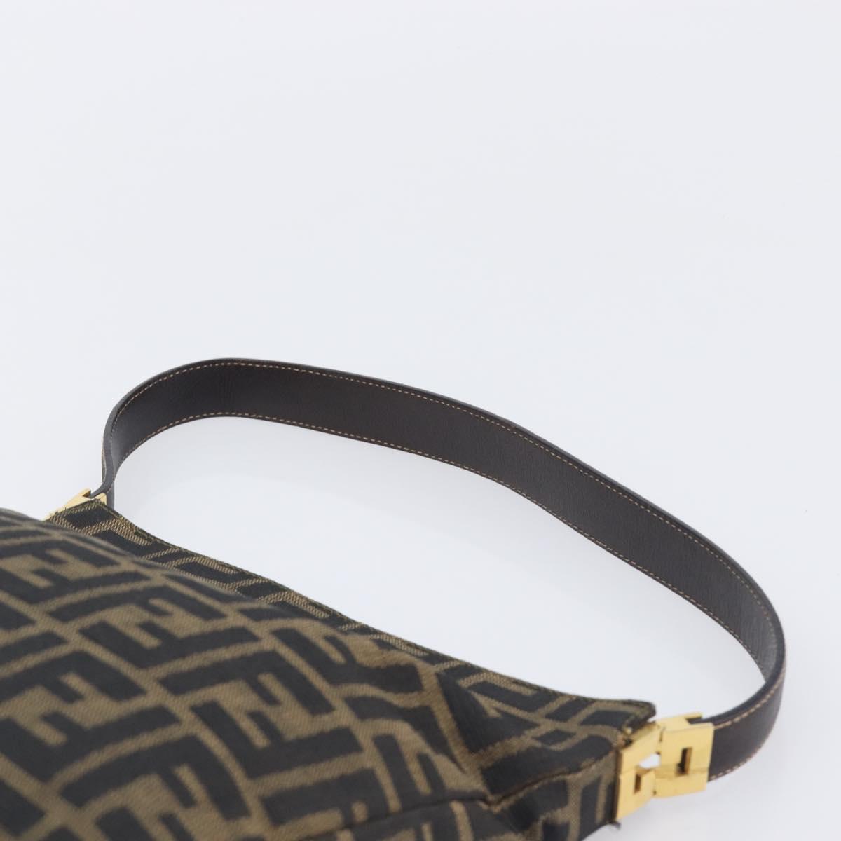 FENDI Zucca Canvas Mamma Baguette Shoulder Bag Brown Black Auth 208788V