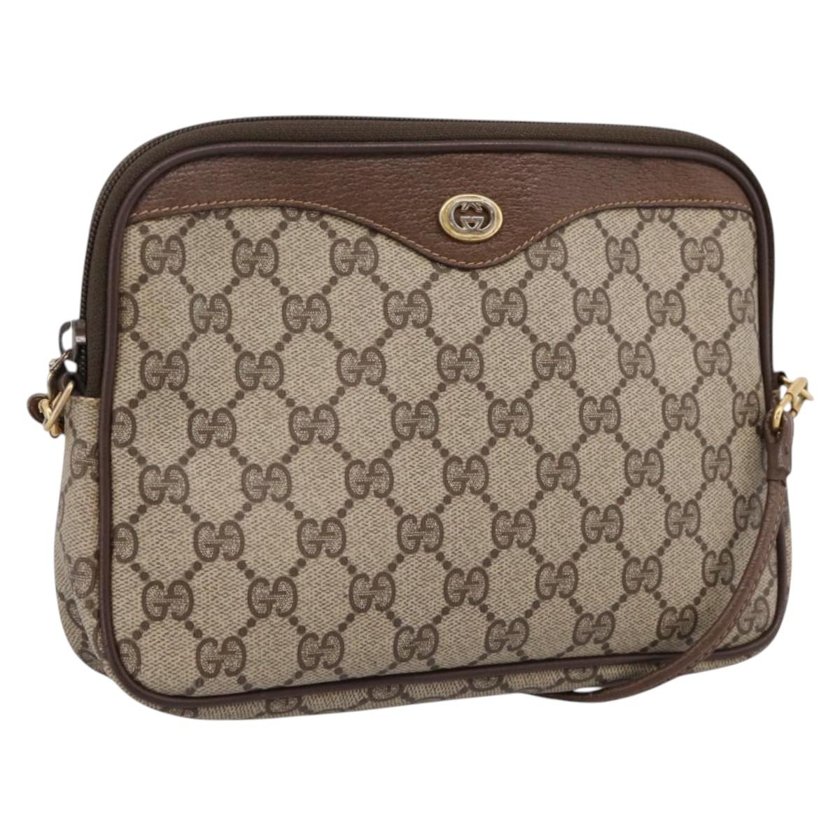 GUCCI GG Supreme Shoulder Bag PVC Beige Gold 97 02 068 Auth 208791