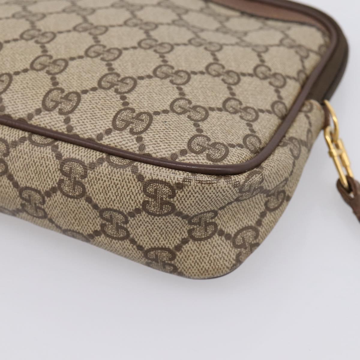 GUCCI GG Supreme Shoulder Bag PVC Beige Gold 97 02 068 Auth 208791