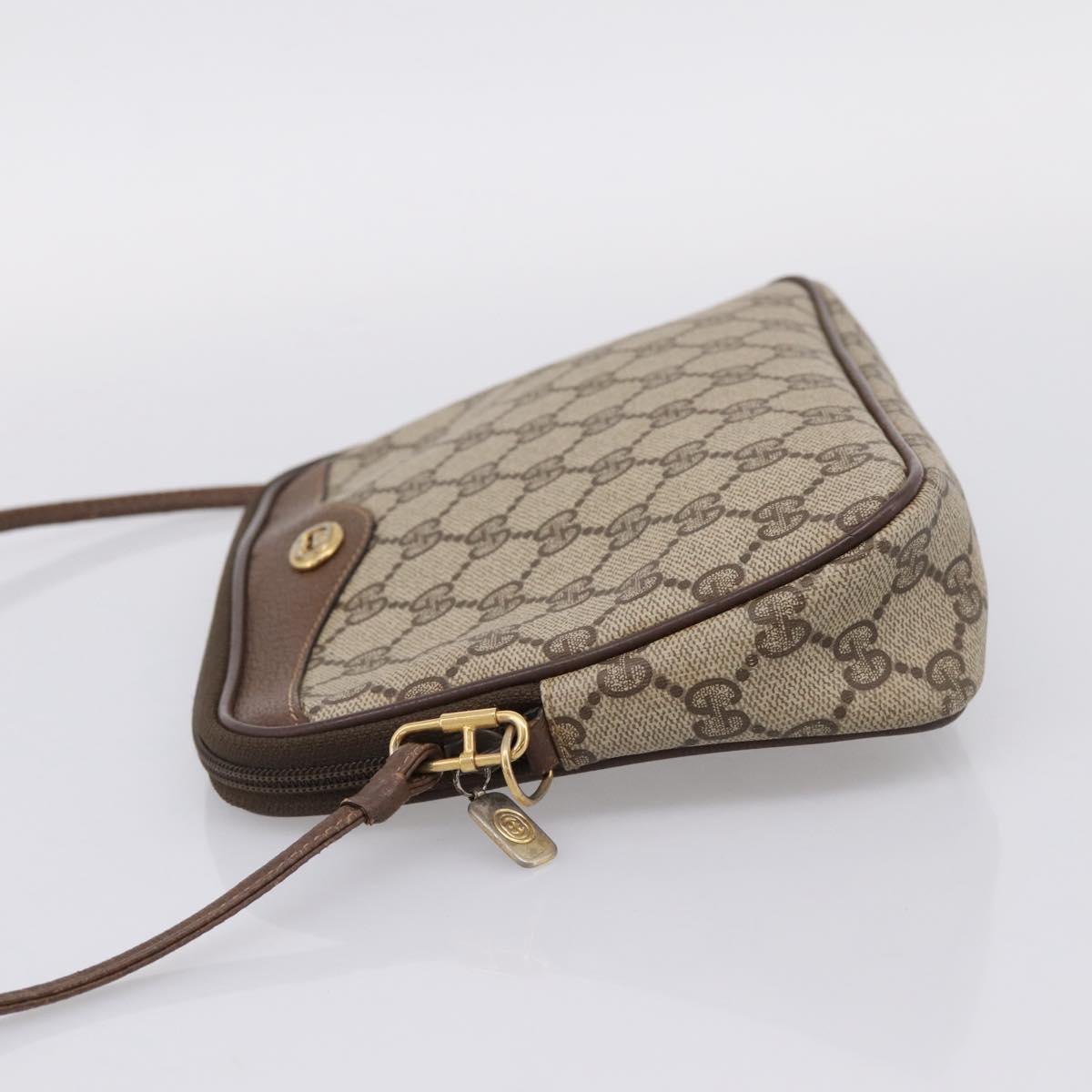 GUCCI GG Supreme Shoulder Bag PVC Beige Gold 97 02 068 Auth 208791